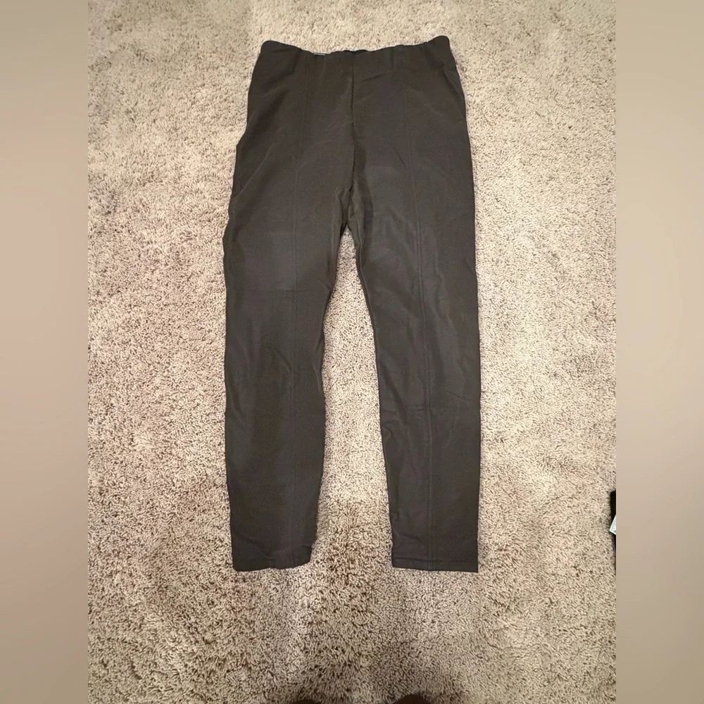 Large Kendall & Kylie faux leather pebbled leggings pants mulch brown stretchy